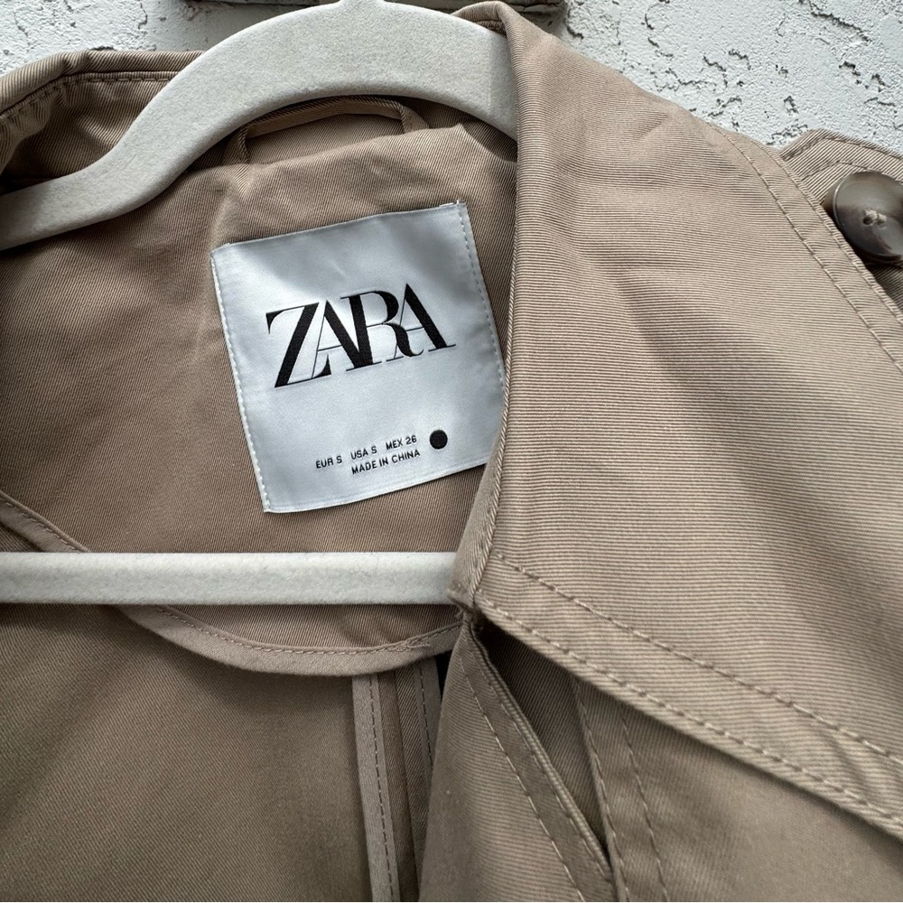 Neutral Khaki Zara Trench Coat. Size Small. Brand new. - Picture 2 of 4